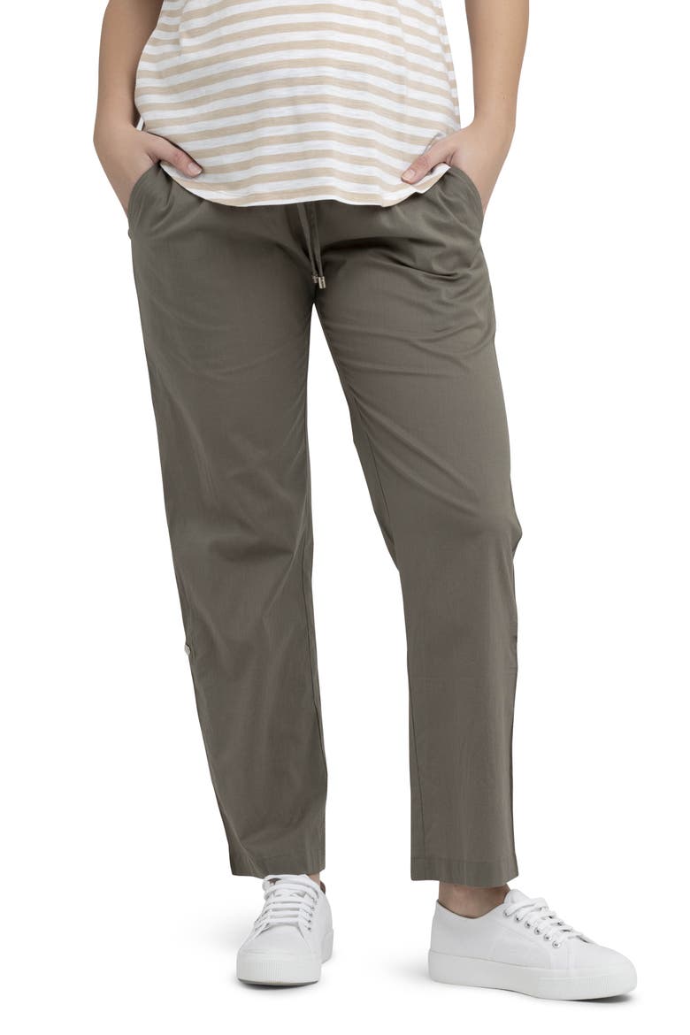 Philly Wide Leg Cotton Maternity Pants, Main, color, MOSS