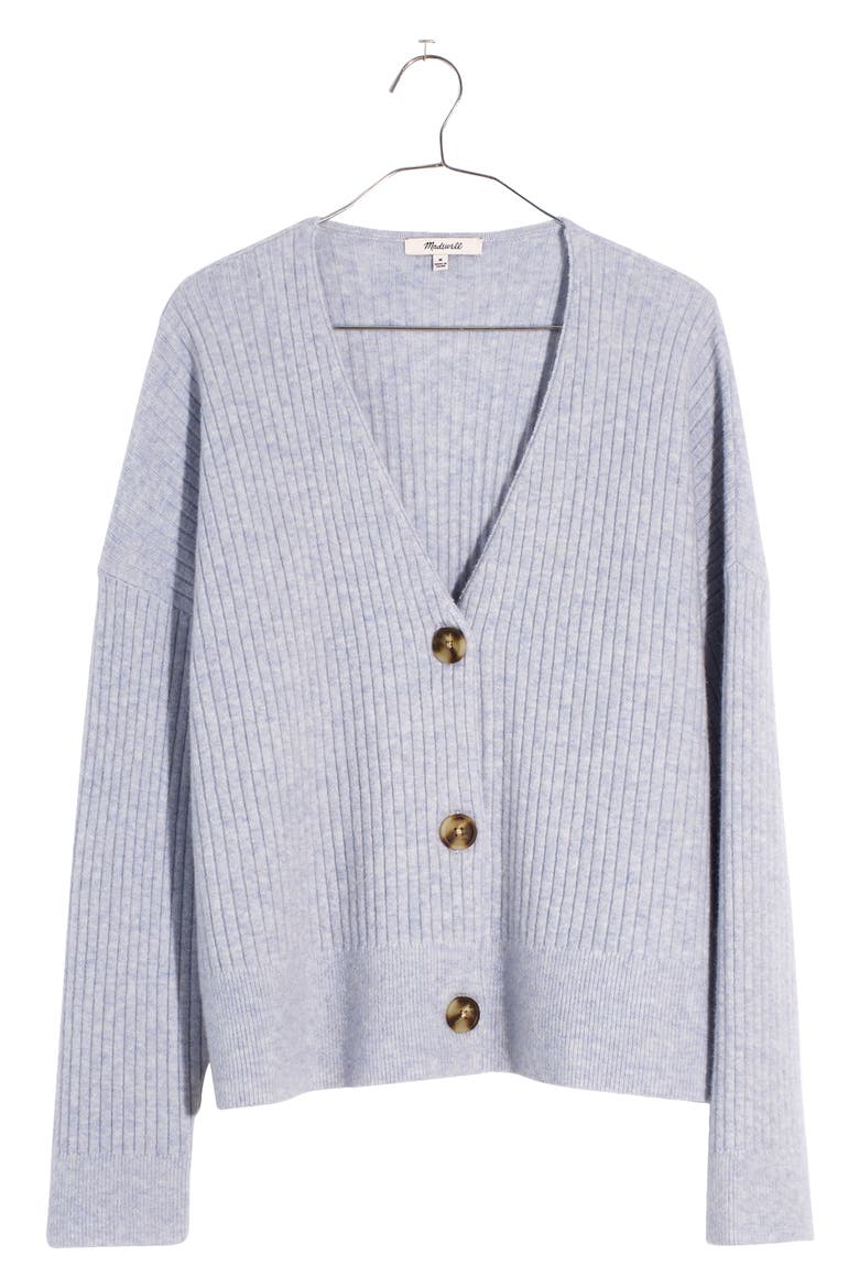 Cameron Ribbed Crop Cardigan, Main, color, HEATHER SERENE BLUE