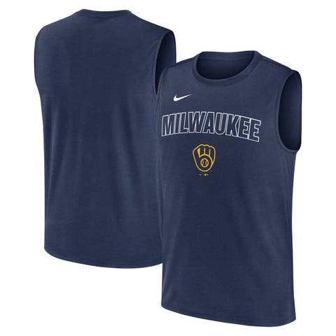 Men's Nike Navy Milwaukee Brewers Knockout Performance Muscle Tank Top