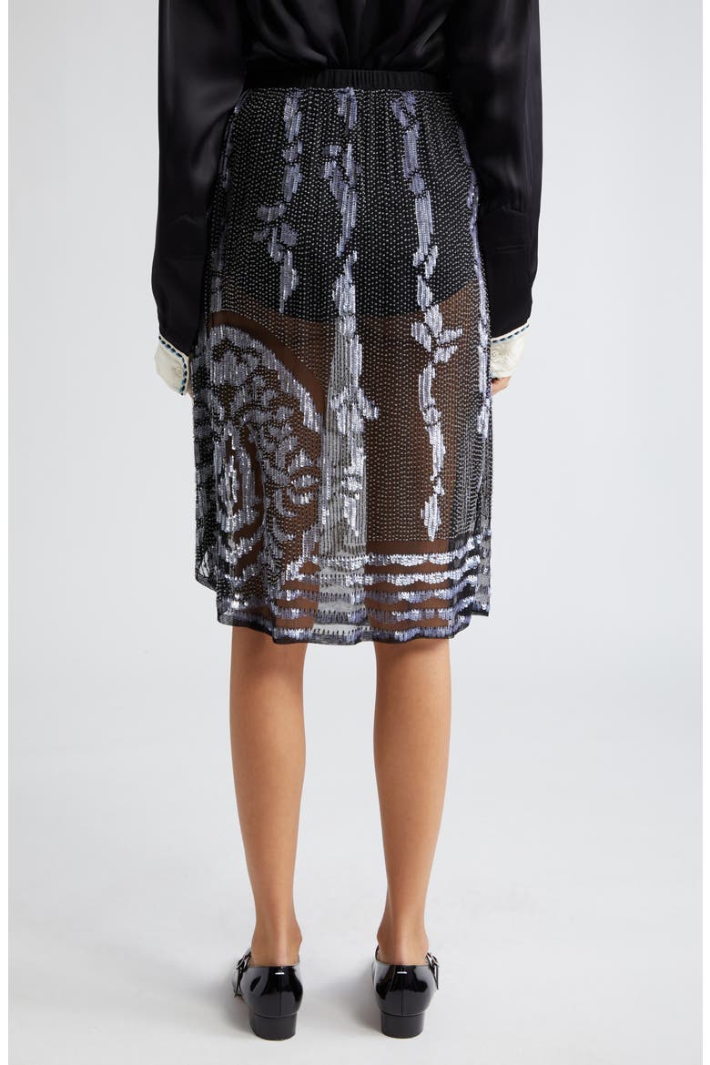 Hyatt Bead & Sequin Embellished Sheer Mesh Skirt, Alternate, color, BLACK SILVER