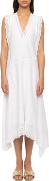Zadig & Voltaire Rerol Tomboy Lace Trim Sharkbite Hem Cotton Blend Dress
