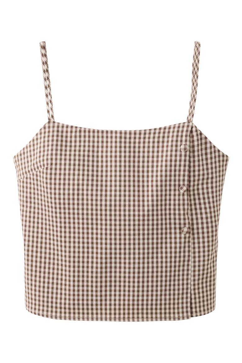 Gingham Print Crop Camisole, Alternate, color, BROWN