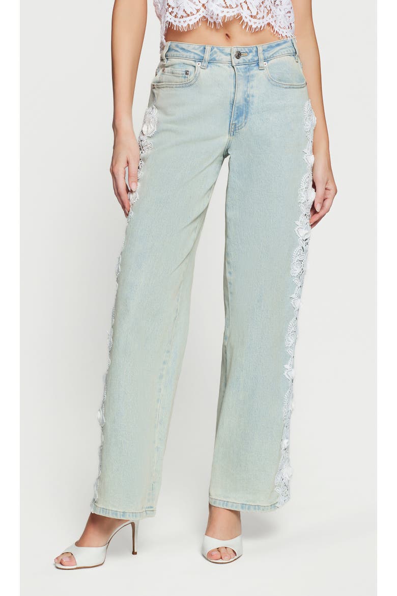 Esme 3D Lace Combo Jeans, Main, color, Ice Blue/White