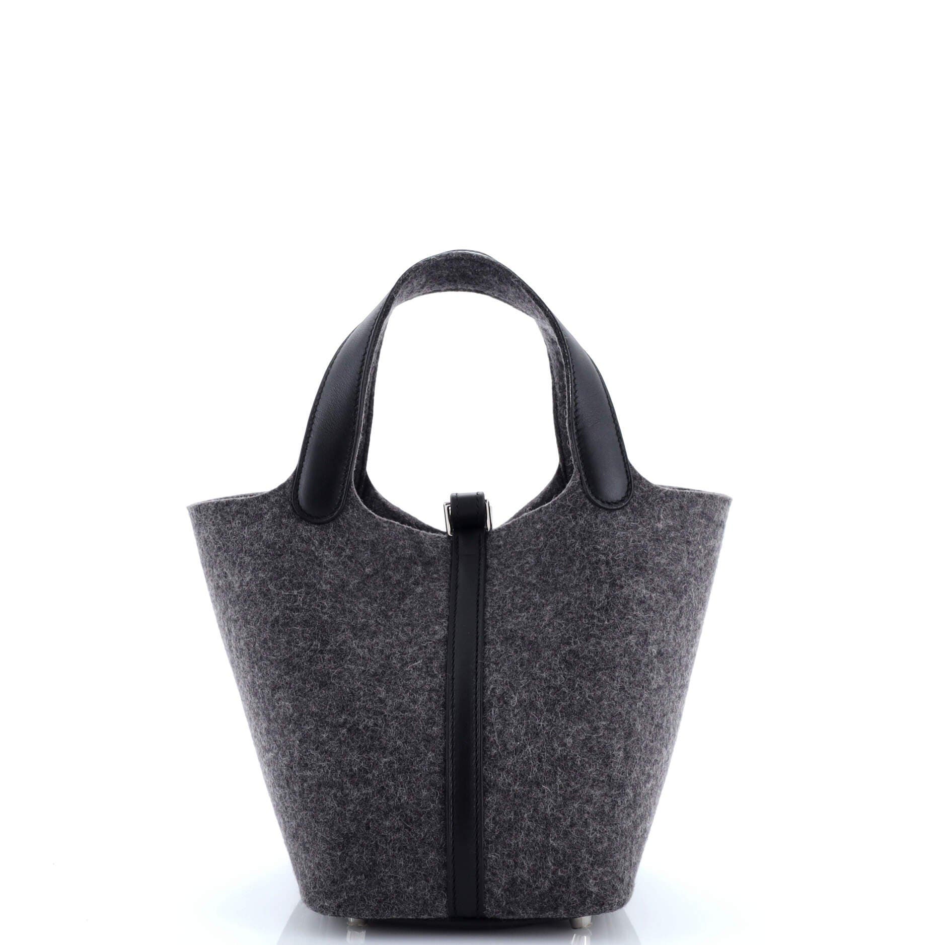 Pre-Owned Hermes Picotin Lock Bag Felt with Leather PM, Alternate, color, Gris Moyen