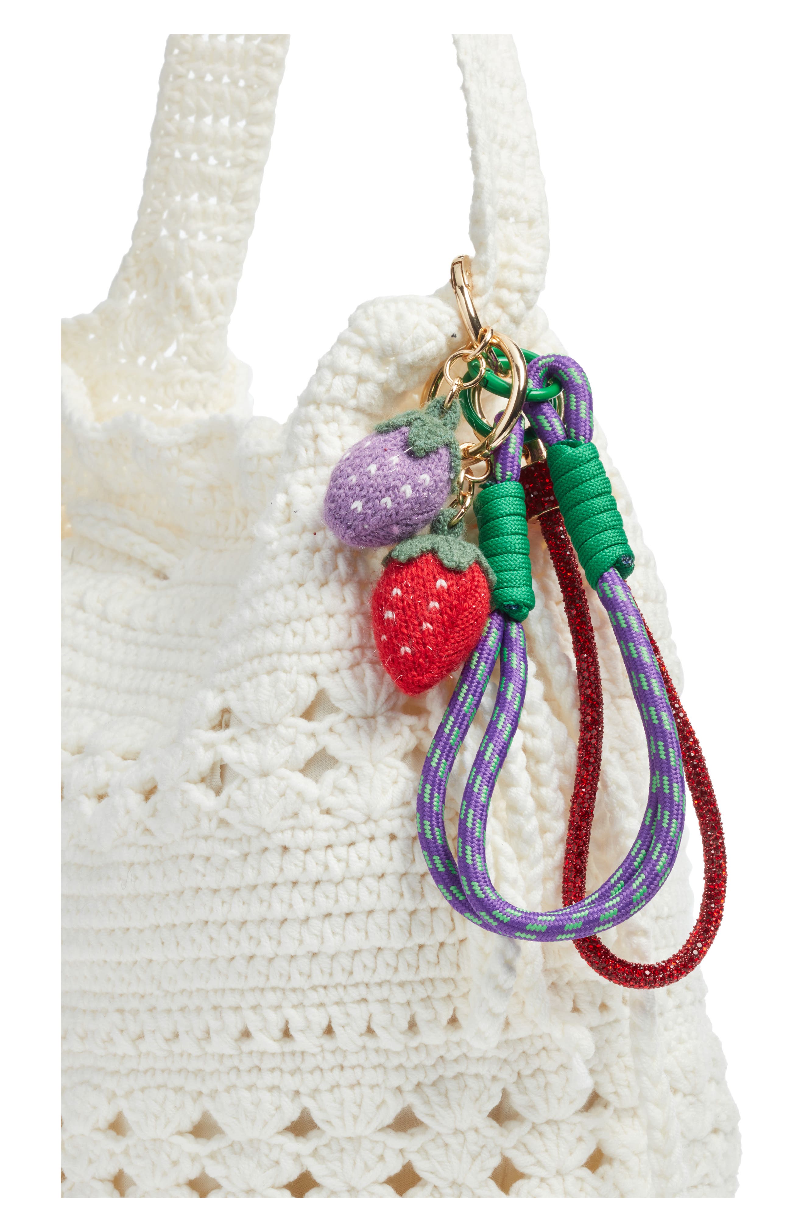 Chelsea28 Strawberry Bag Charm, Alternate, color, Purple Multi- Gold