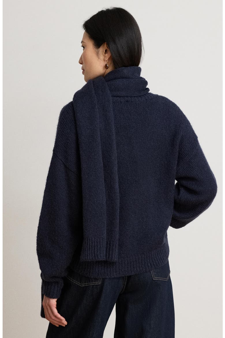 V-Neck Sweater & Scarf, Alternate, color, LAUREN NAVY BLUE