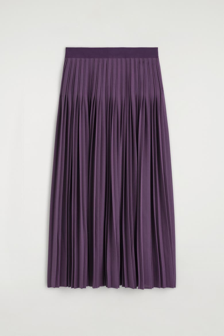 Pleated Crepe Midi Skirt, Alternate, color, PLUM