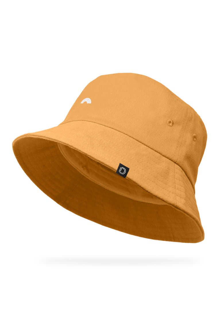 Womens Lil Rainbow Cotton Bucket Hat, Alternate, color, Golden Cream