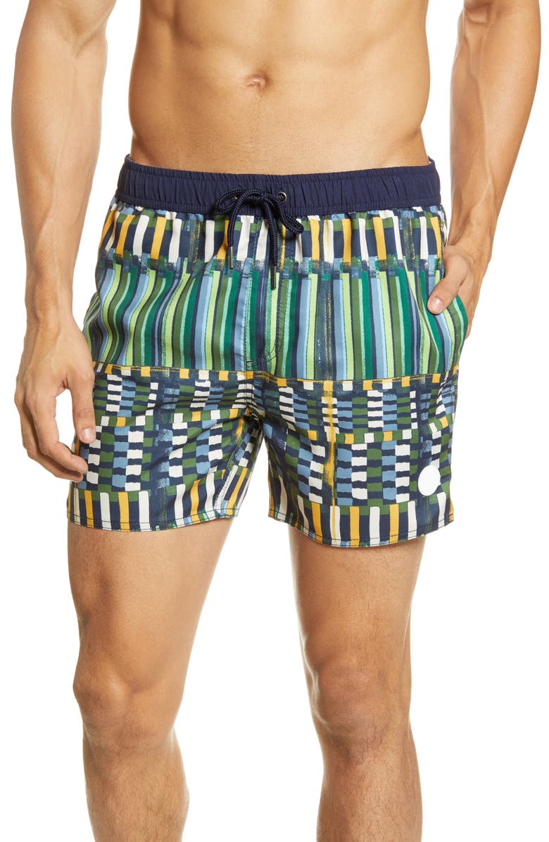 Native Youth Geo Print Swim Trunks, Main, color, 