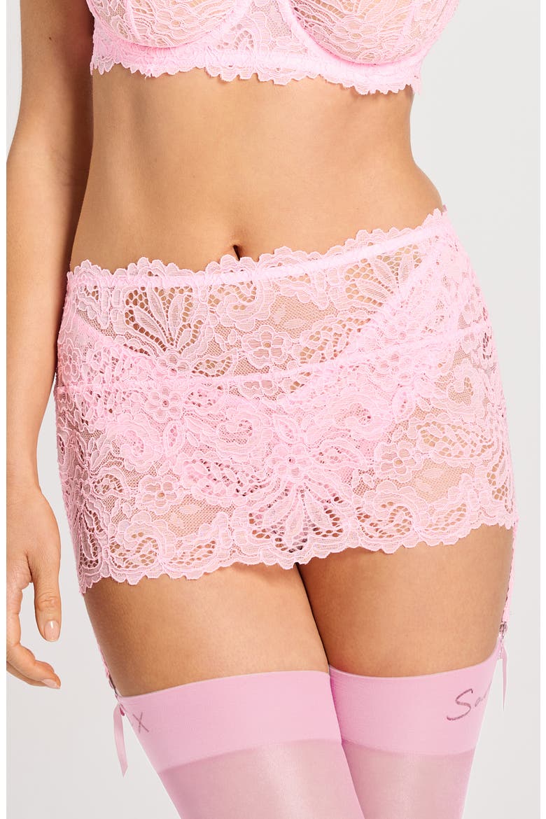 Romantic Corded Lace Garter Skirt, Main, color, PERKY PINK