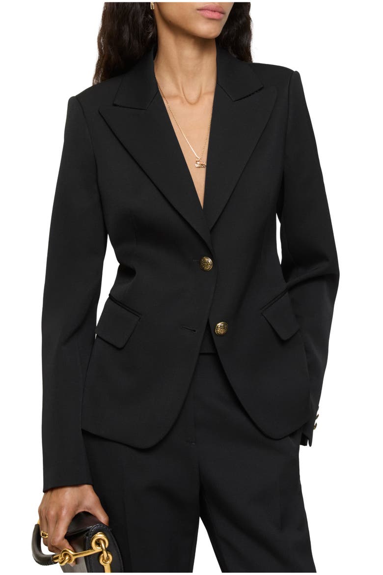 Grain de Poudre Wool Tailored Jacket, Main, color, Black