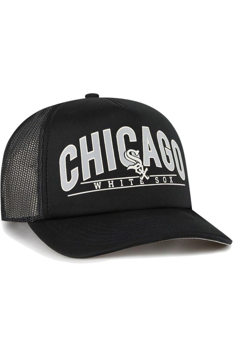 '47 Men's '47 Black Chicago White Sox Backhaul Foam Trucker Snapback Hat, Alternate, color, Black