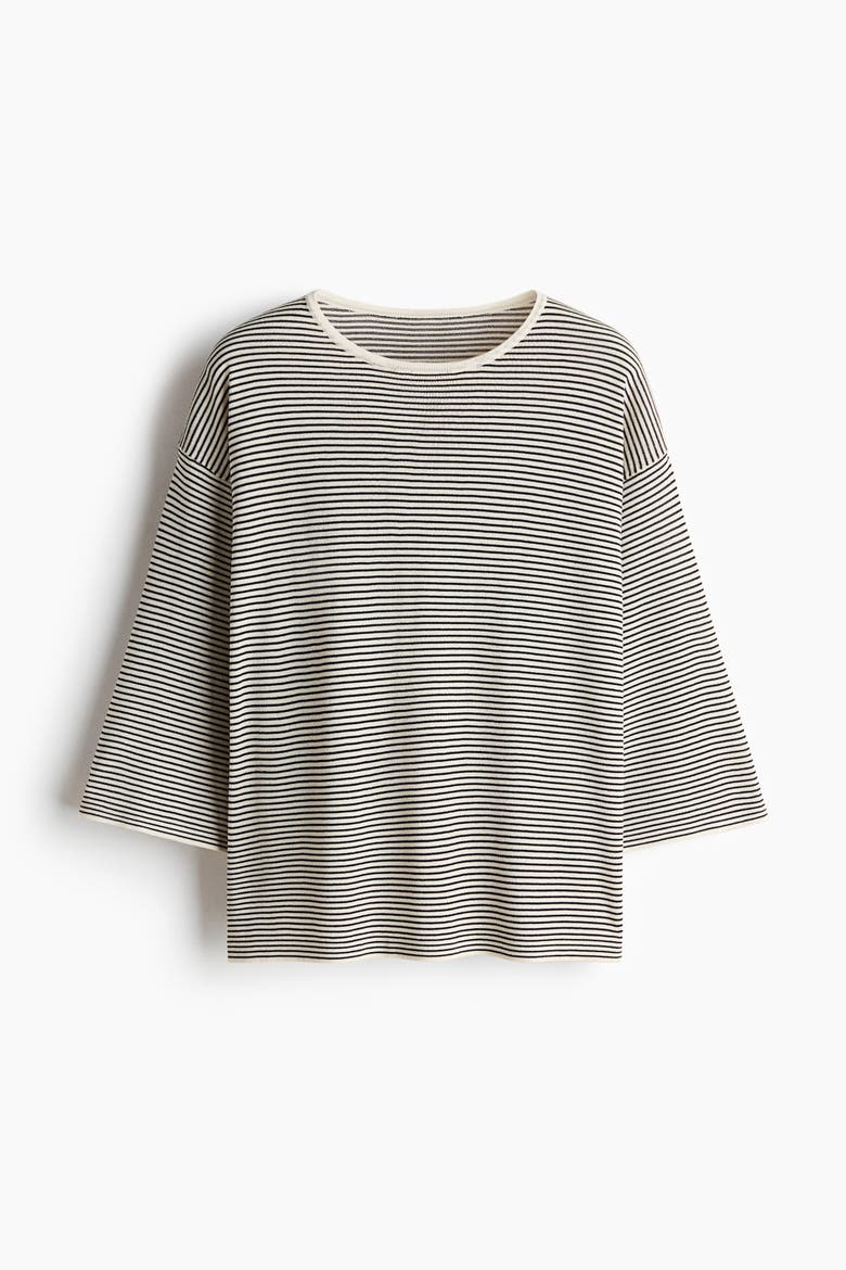 Loose-fit Sweater, Alternate, color, Cream/black striped