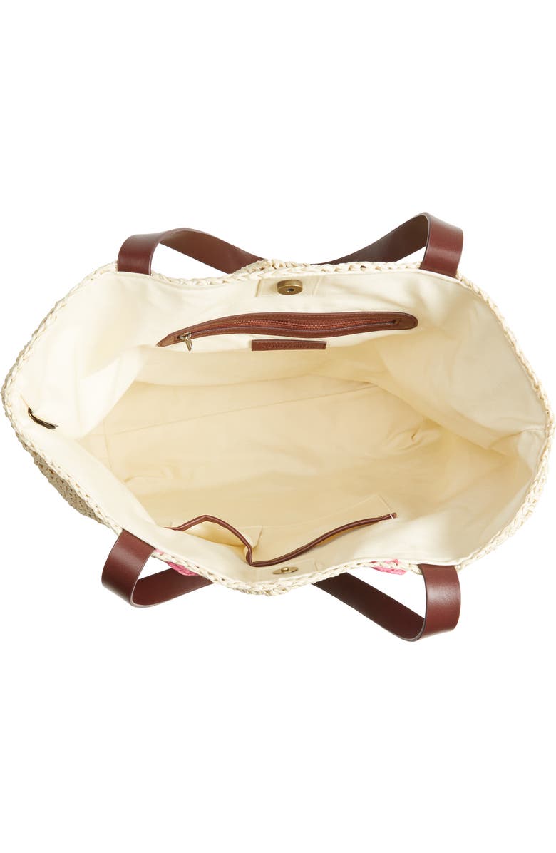 Nordstrom Flamingo Packable Woven Raffia Tote, Alternate, color,