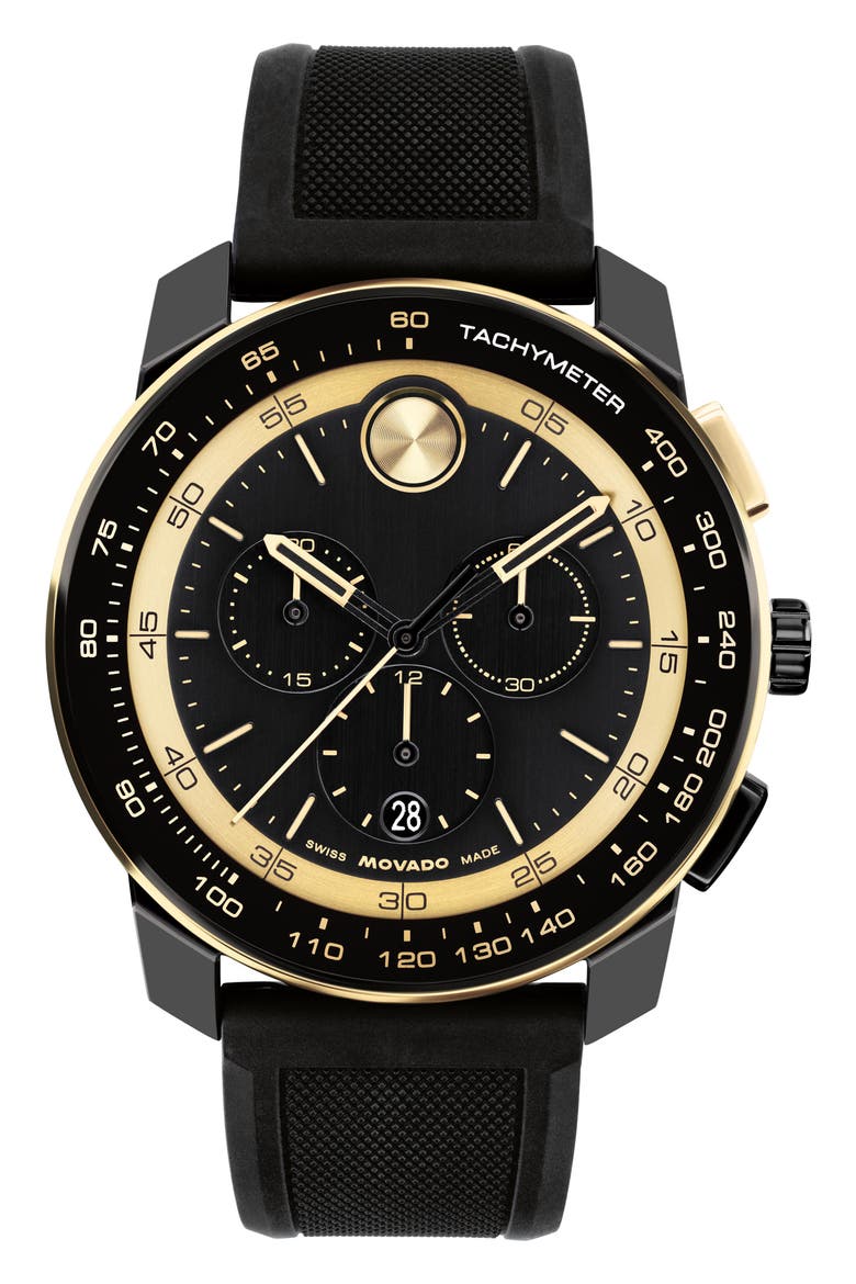 BOLD Chronograph Silicone Strap Watch, Main, color, BLACK