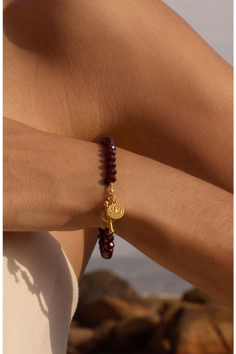 Garnet lotus toggle bracelet, Alternate, color, Red