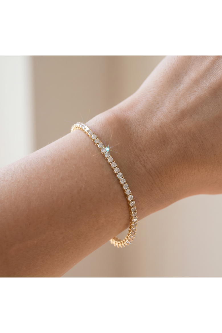5 Carat TW Round Cut Lab Grown Diamond Tennis Bracelet 14k Gold Lab Grown, Alternate, color, 14k Yellow Gold