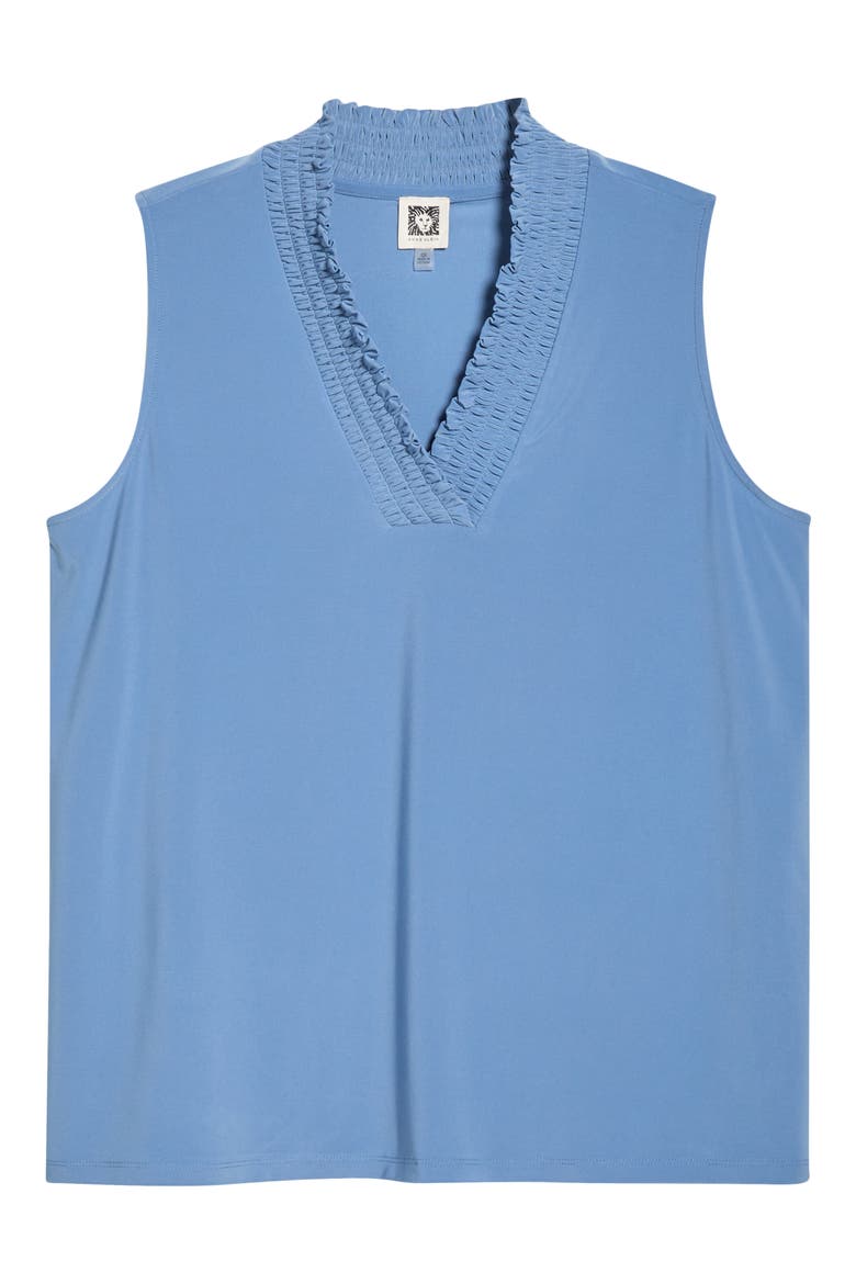 Smocked V-Neck Tank, Alternate, color, DUTCH BLUE