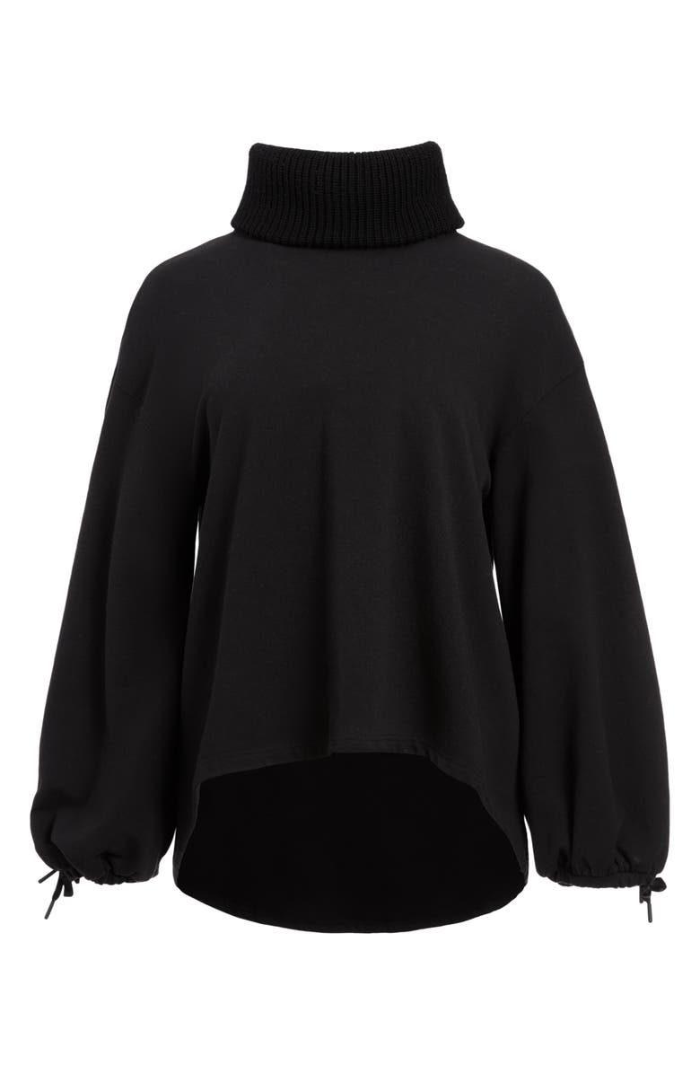 Alice + Olivia Micha Turtleneck Blouson Sleeve Stretch Cotton Sweater, Alternate, color, 