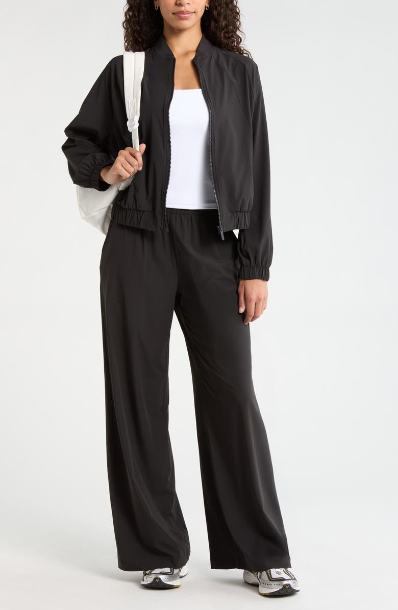 Zella Atlas Bomber Jacket, Alternate, color, Black