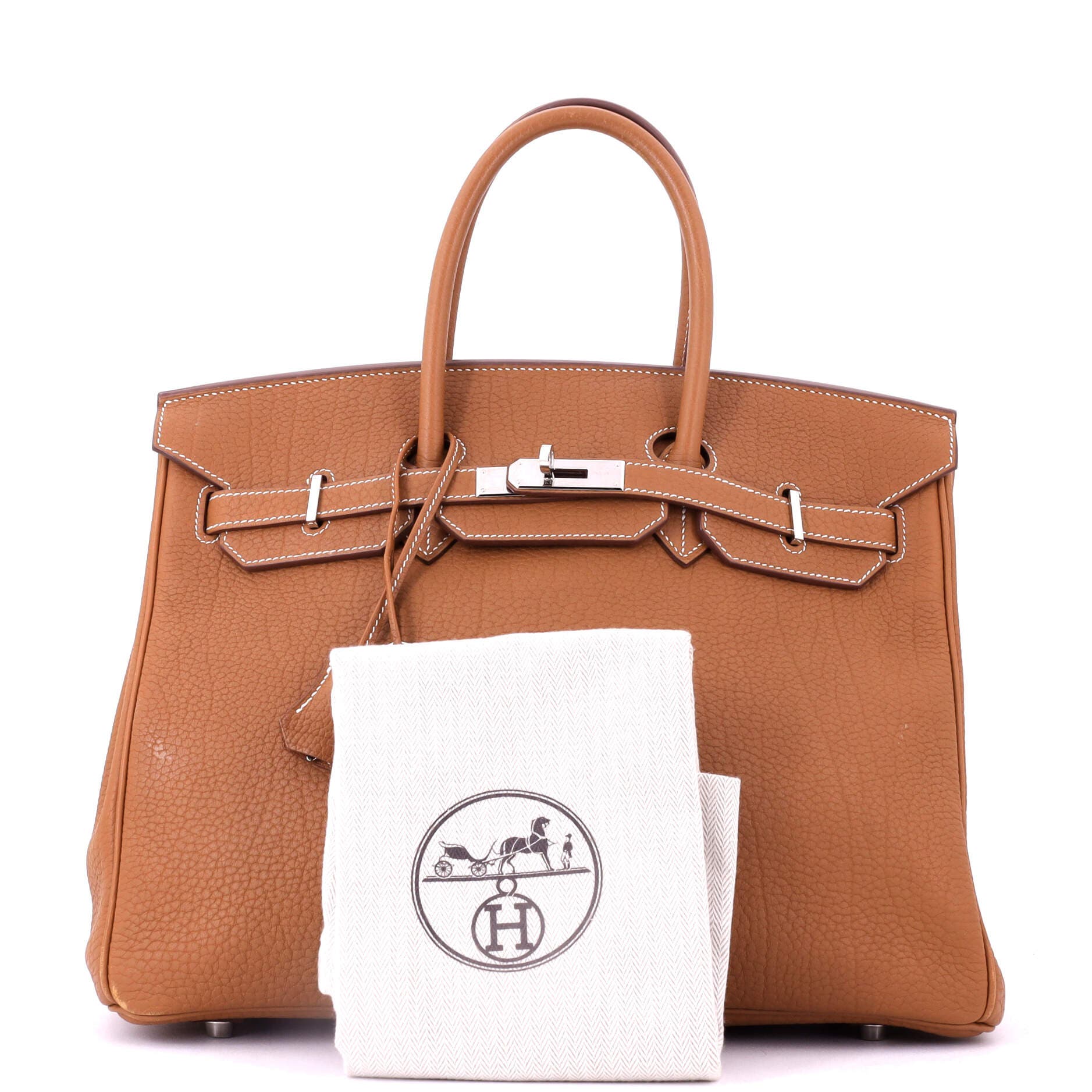 Pre-Owned Hermes Birkin Handbag Brown Fjord with Palladium Hardware 35, Alternate, color, Gold