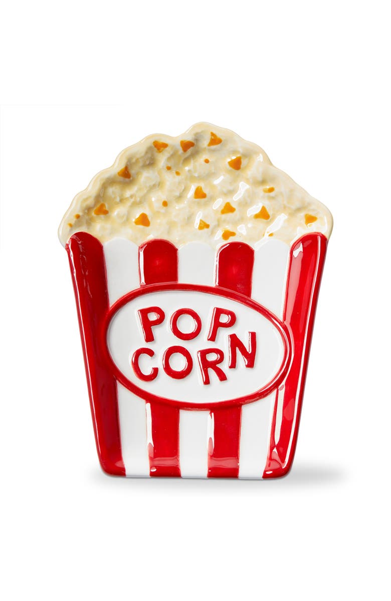 tag Popcorn Trinket Dish Decorative Box Red Multi Earthenware 4.25 x 5.5 x 0.5 in, Main, color, Red