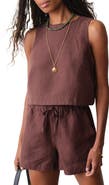 Marine Layer Quinn Sleeveless Linen Blend Crop Top