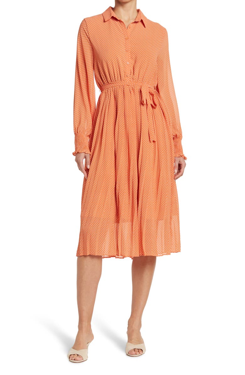 MELLODAY Pleated Chiffon Midi Dress, Main, color,