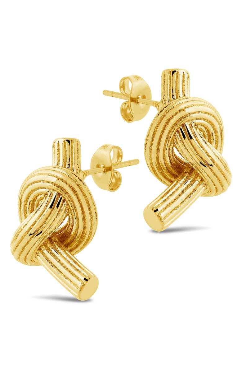 Sterling Forever Textured Love Knot Stud Earrings, Alternate, color, Gold