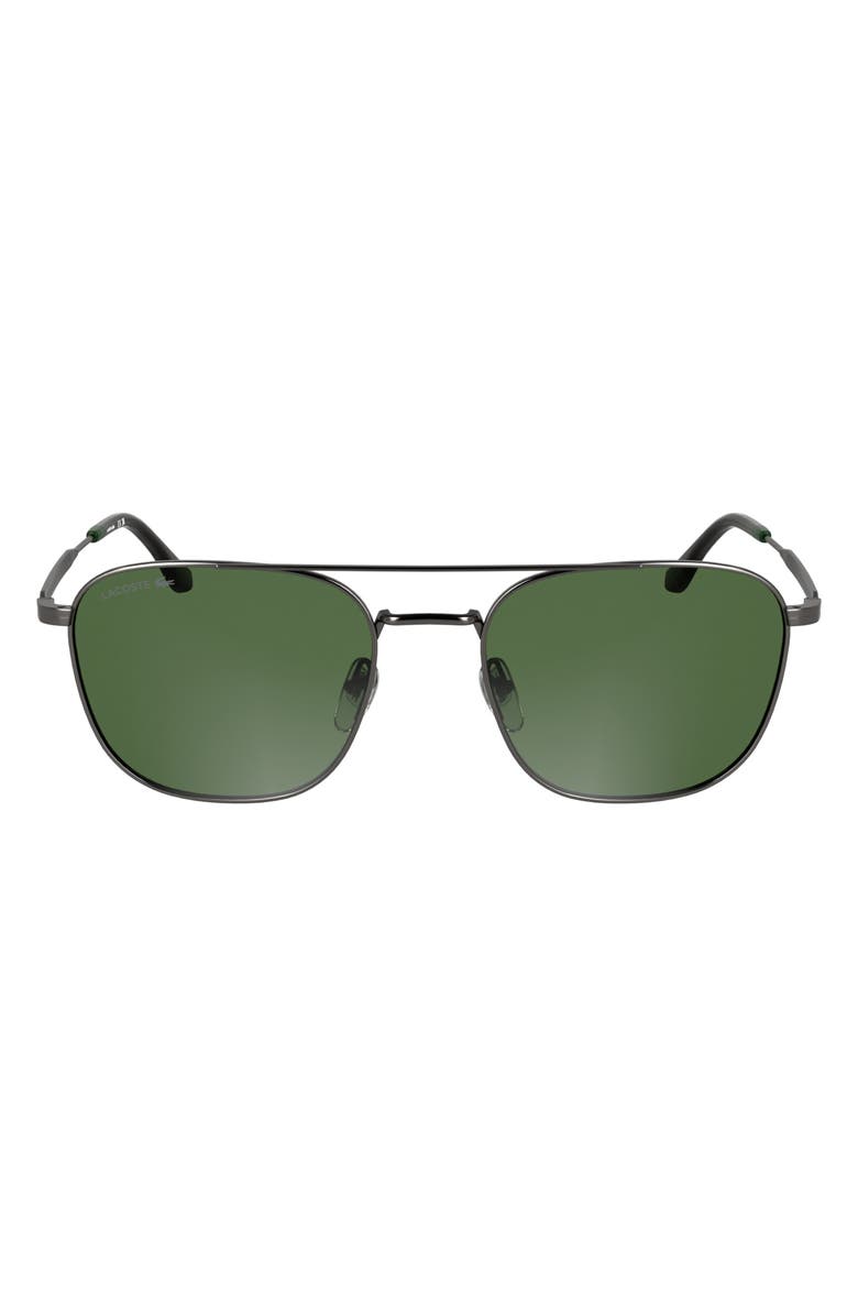 Lacoste Monogram 55mm Navigator Sunglasses, Main, color, Gunmetal