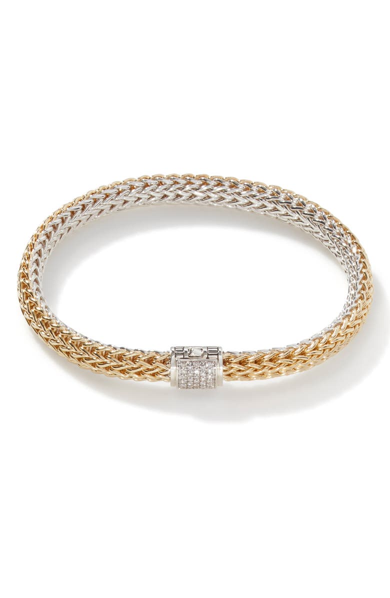 John Hardy Icon Bracelet, Gold, Silver, Diamonds, 6.5mm, Main, color, 