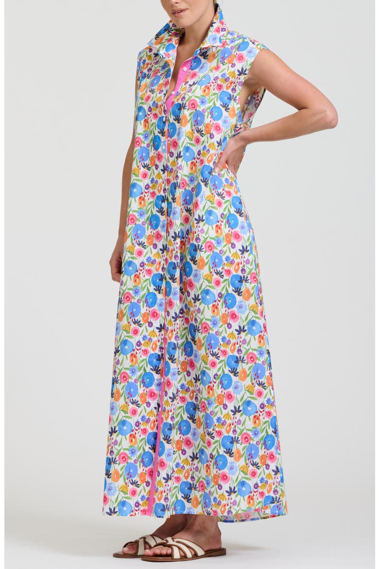 Sleeveless Tie Waist Shirtdress, Alternate, color, SUMMER BOUQUET