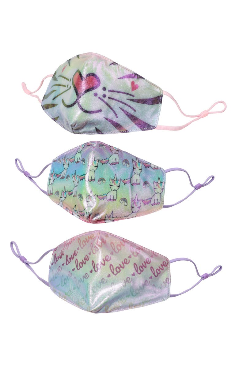 OMG Accessories 3-Pack Kids' Contoured Face Masks, Main, color, 