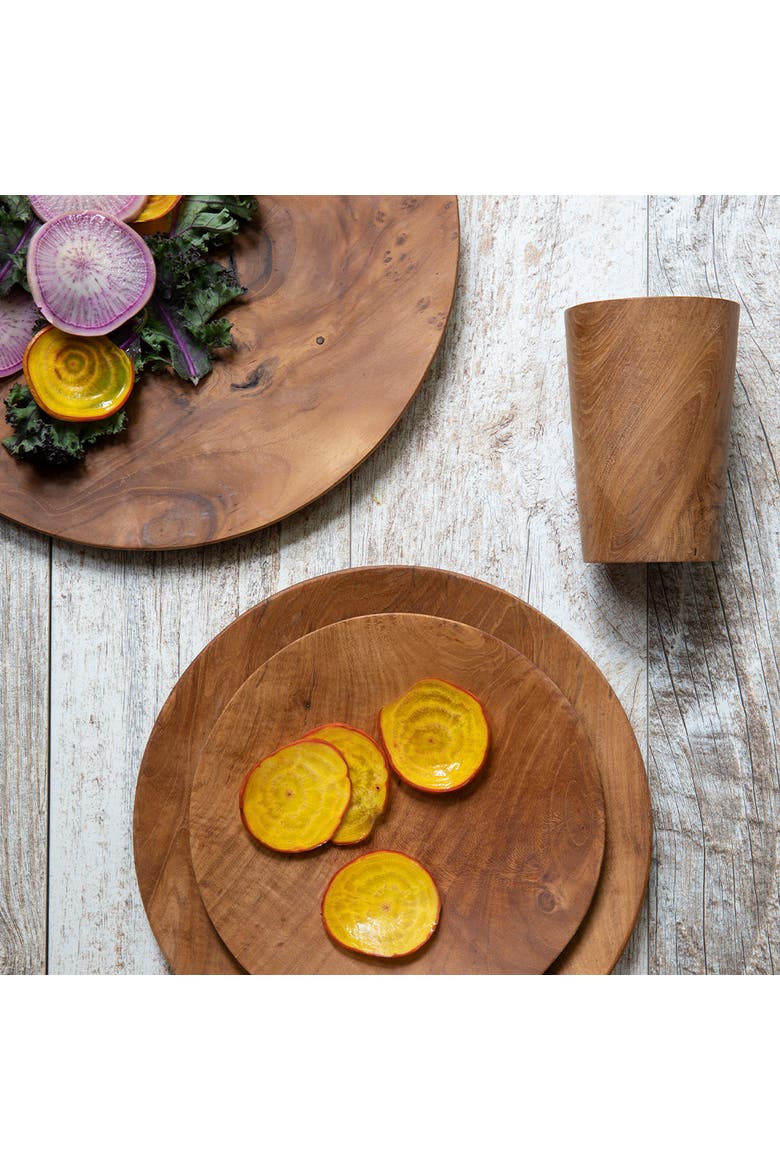 Teak Salad Plate, Alternate, color, Natural