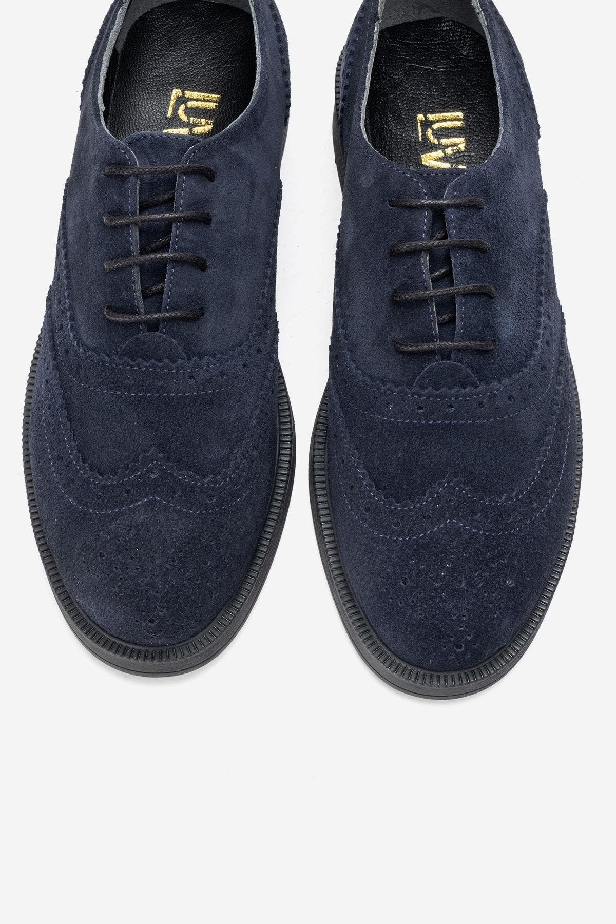 Avra Leather Oxford, Alternate, color, Navy Suede Leather