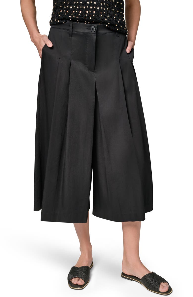 Donna Karan New York Pleated Crop Pants, Main, color, Black