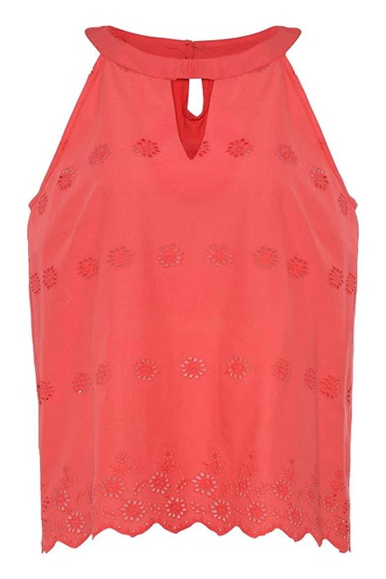 Women's Sleeveless Eyelet Lace Blouse, Alternate, color, Coral