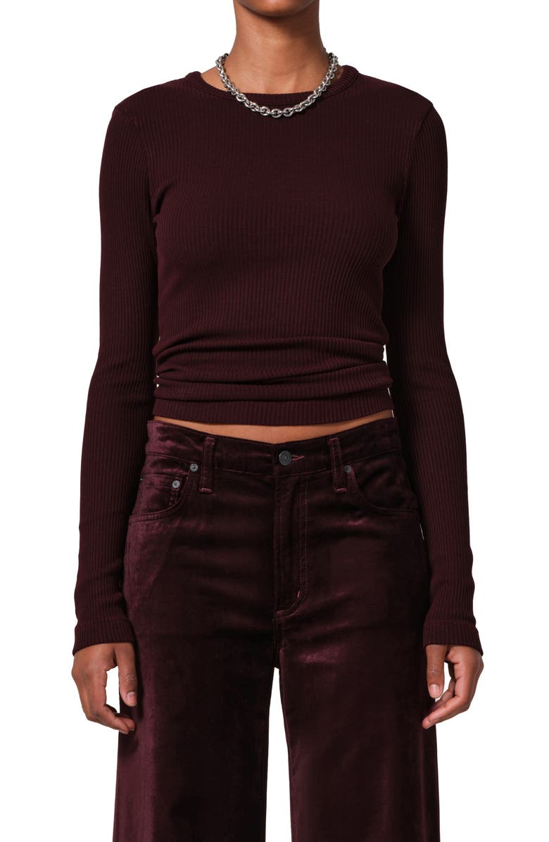 Citizens of Humanity Bina Rib Crewneck Sweater, Main, color, Burgundy