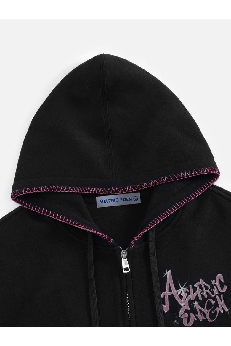 Boxy Spider Cherry Hoodie, Alternate, color, Black