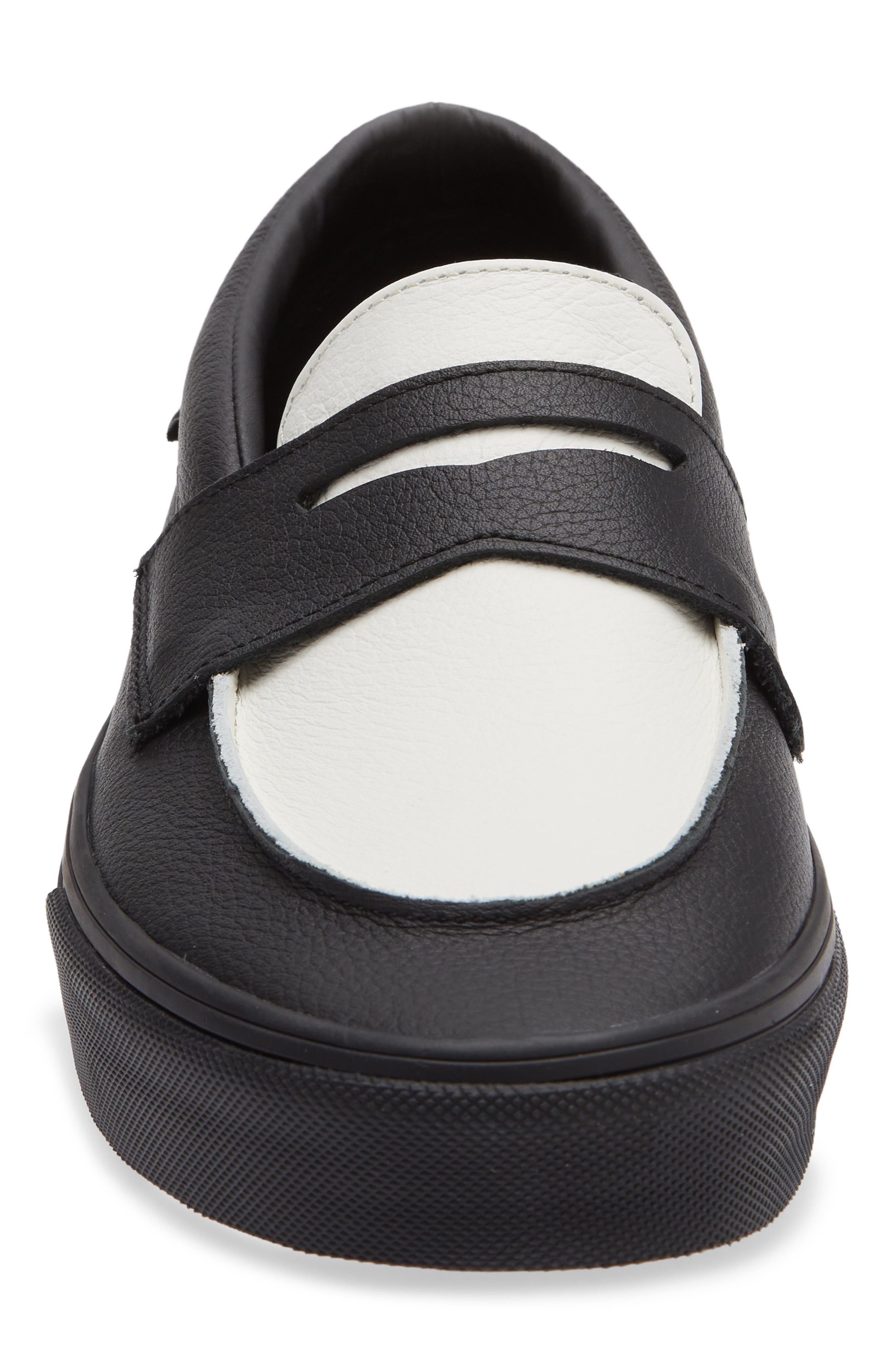 Vans Two-Tone Leather Penny Loafer, Alternate, color, Leather Black/Marshmallow