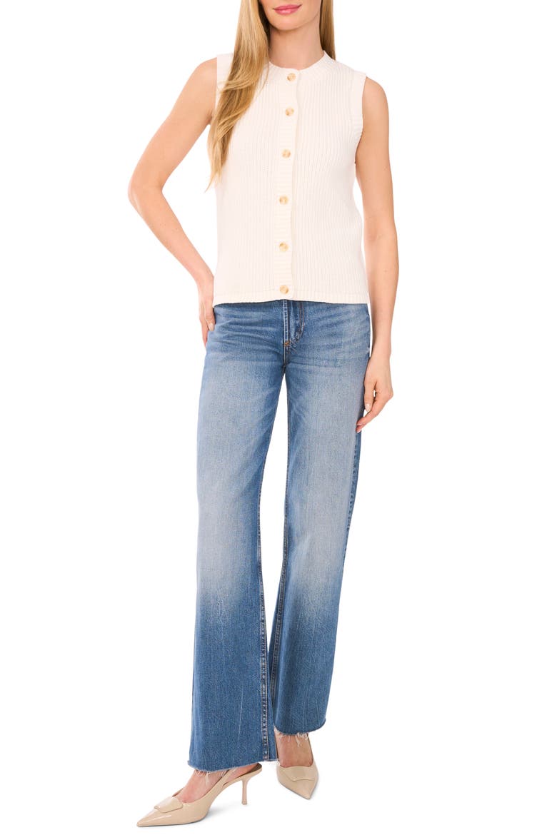 Sleeveless Cotton Cardigan, Alternate, color, NEW IVORY