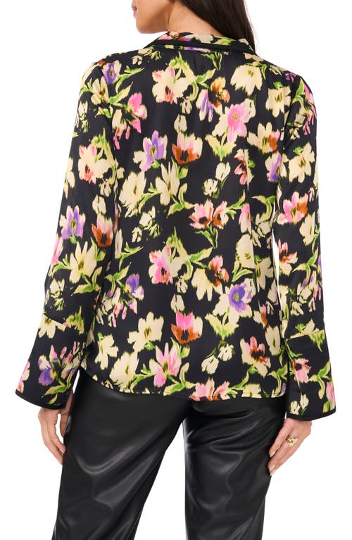 Shop Vince Camuto Floral Long Sleeve Shirt In Rich Black