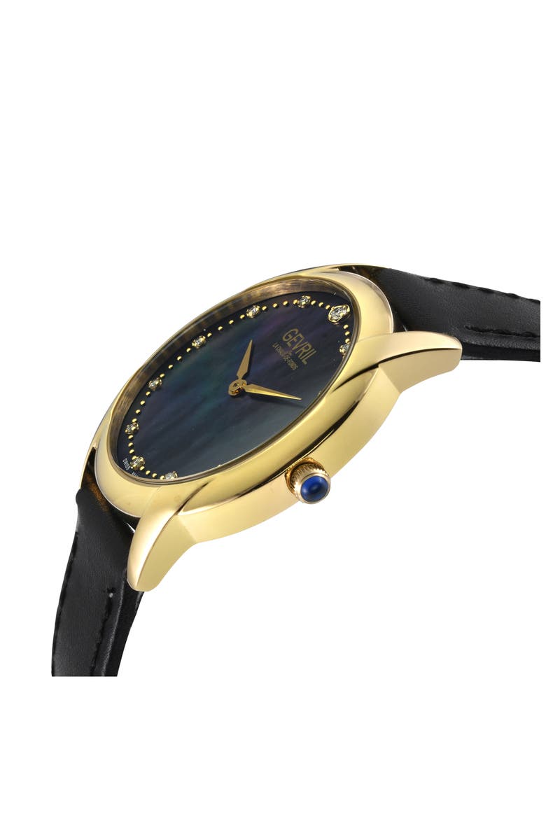 Airolo Swiss Quartz Diamond Dial Watch, 36mm, Alternate, color, BLACK
