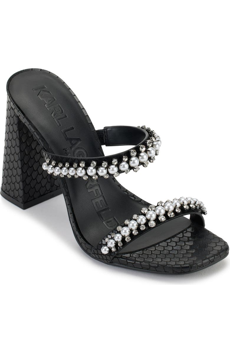 KARL LAGERFELD PARIS Rayan Rhinestone Block Heel Sandal, Main, color,