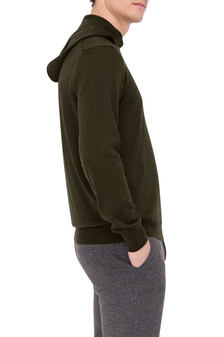 Merino Wool Hooded Sweater, Alternate, color, FOREST