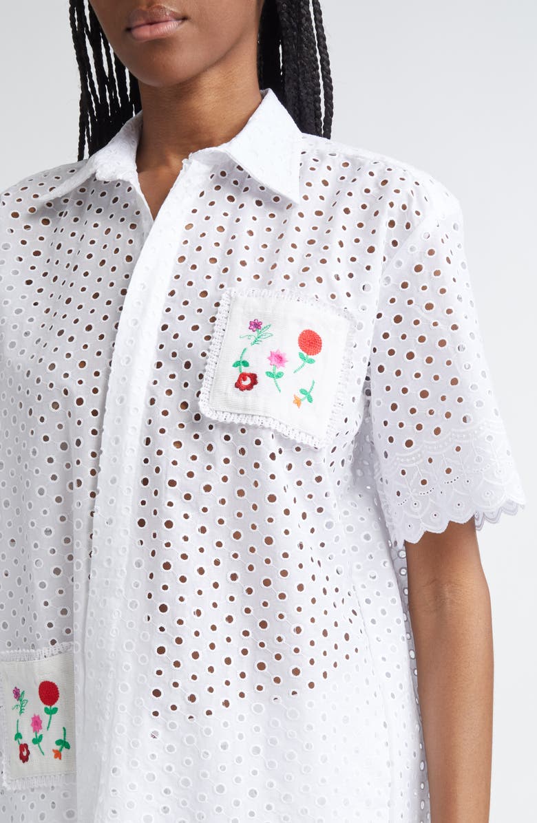 KÚR Coaster Pockets Broderie Anglaise Shirt, Alternate, color, 