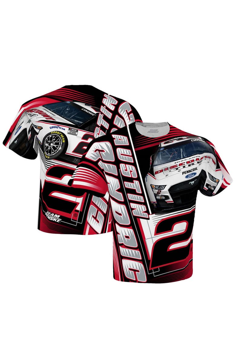 TEAM PENSKE Men's Team Penske White Austin Cindric Discount Tire Sublimated Dynamic Total Print T-Shirt, Main, color, White