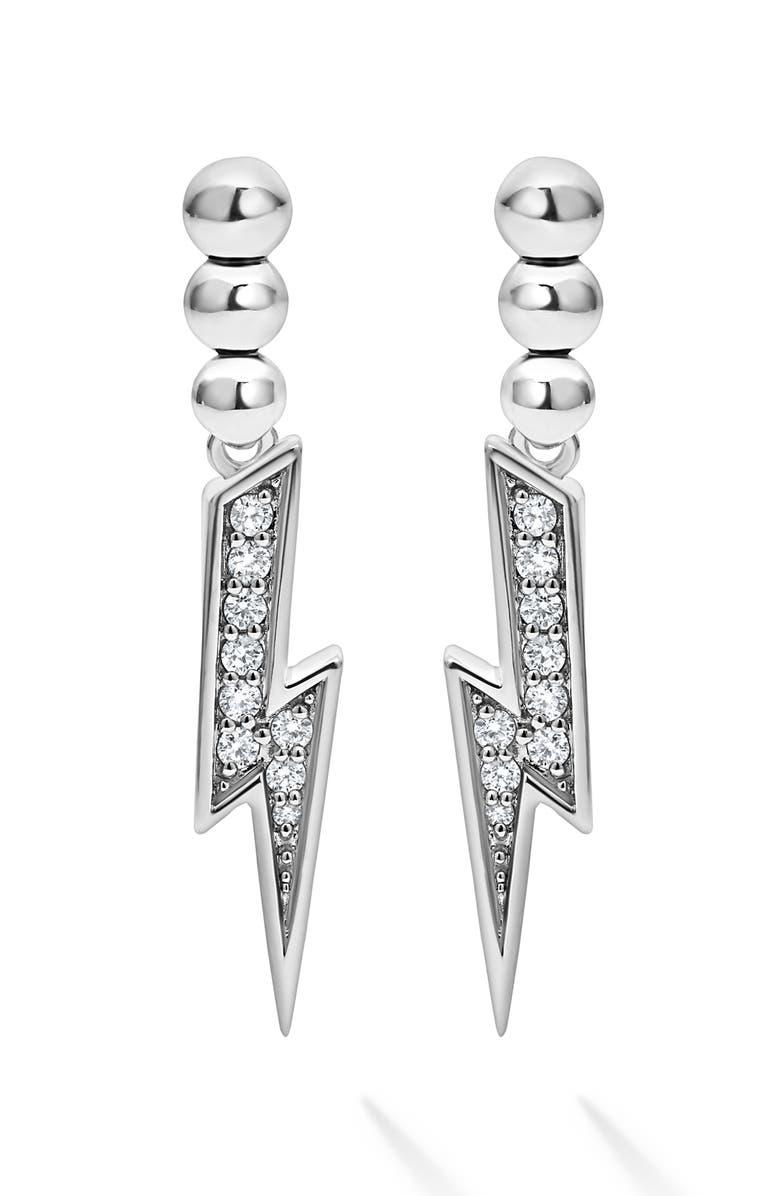 LAGOS Caviar Spark Diamond Lightning Drop Earrings, Main, color, Sterling Silver