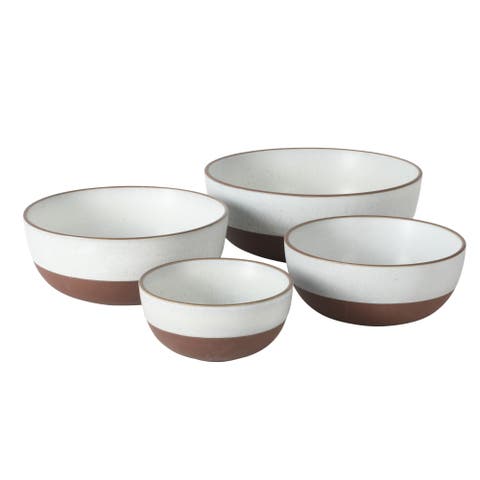 William Crest 4-Piece Reactive Glaze Stoneware Nesting Mixing Bowl Set