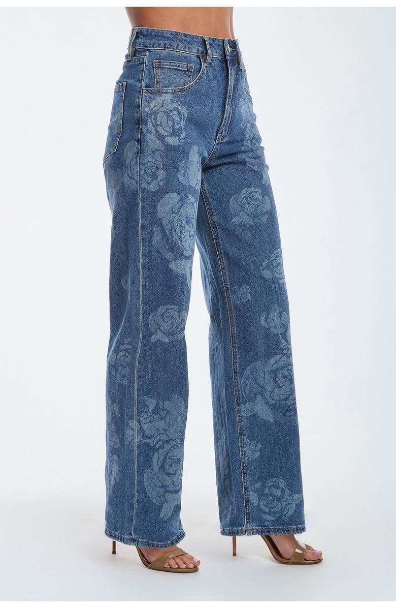 The Noli Shop Rose Print High Rise Relaxed Jean, Alternate, color, 